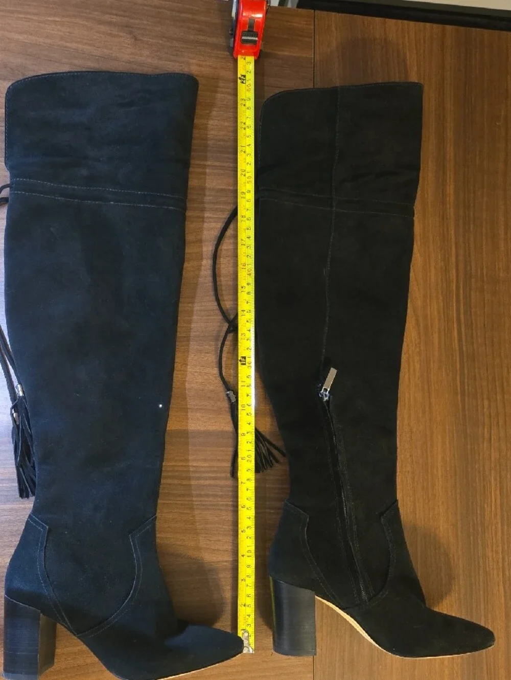 Karl Lagerfeld Black Suede Over-the-Knee Tassel Boots